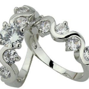 Brilliant 1.90 Ctw Created Diamond CZ Engagement 2 Pcs Ring Set Size 6